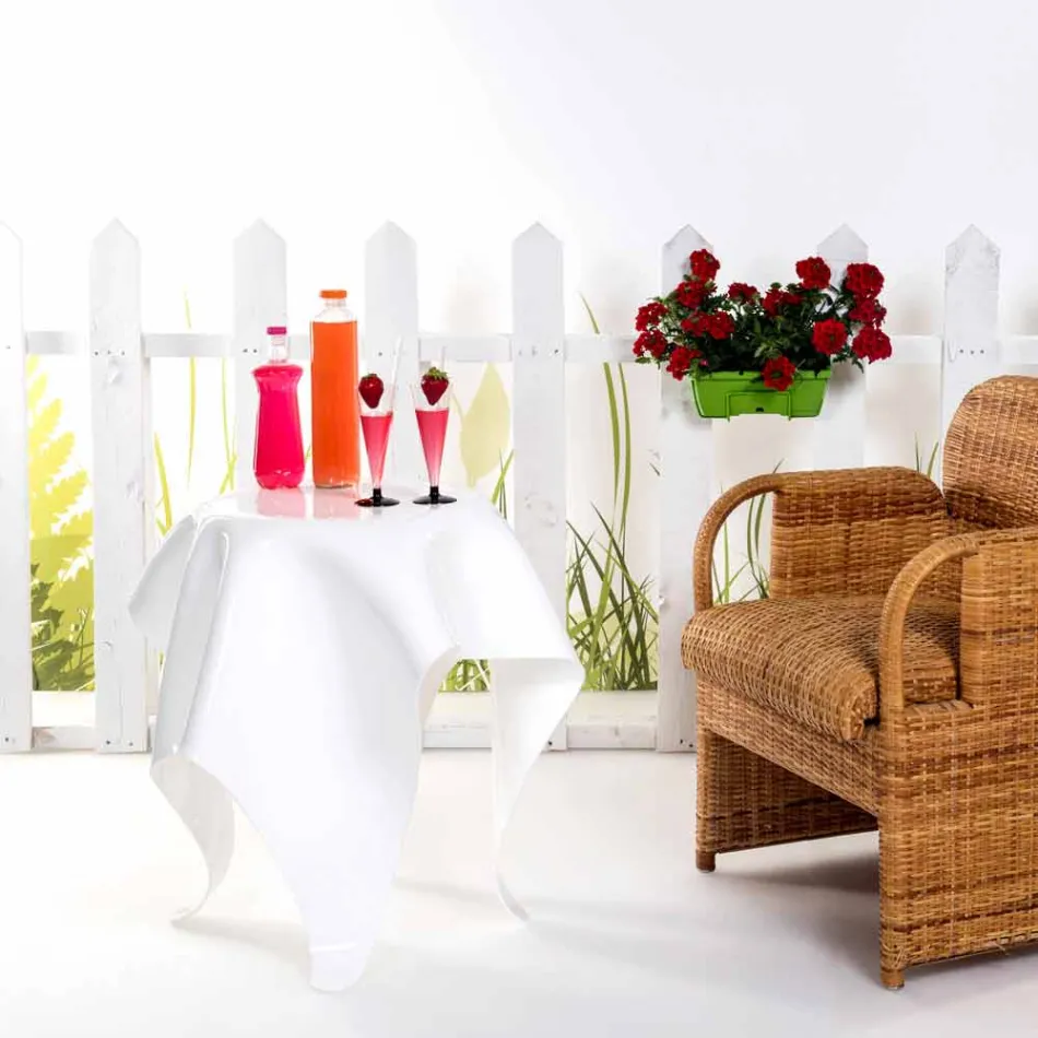 Table design moderne en plexi blanc Huit, fabriqué en Italie Viadurini