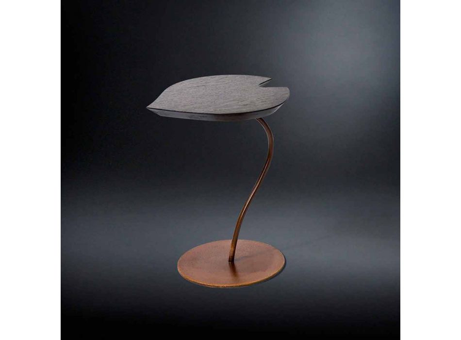 table basse design en bois avec base de fer Feuille Viadurini