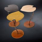 table basse design en bois avec base de fer Feuille Viadurini