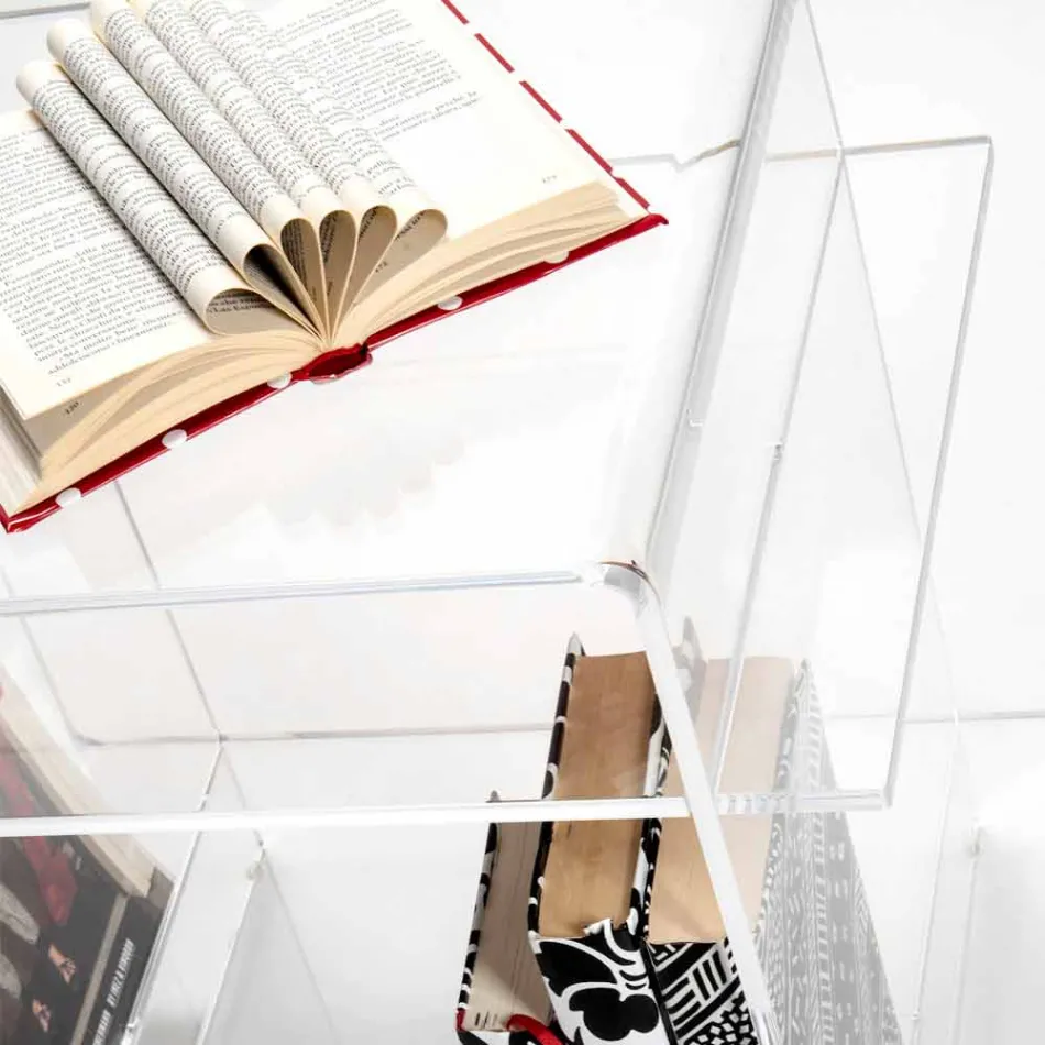 Table basse design en plexiglas avec trois étagères made in Italy, Gosto Viadurini