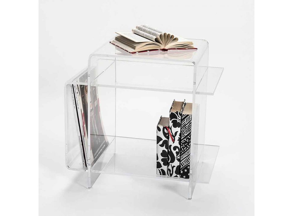 Table basse design en plexiglas avec trois étagères made in Italy, Gosto Viadurini