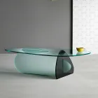 Table Basse Design en Verre Transparent, Fumé et Gravé Fabriqué en Italie - Tac Tac Viadurini