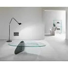 Table Basse Design en Verre Transparent, Fumé et Gravé Fabriqué en Italie - Tac Tac Viadurini