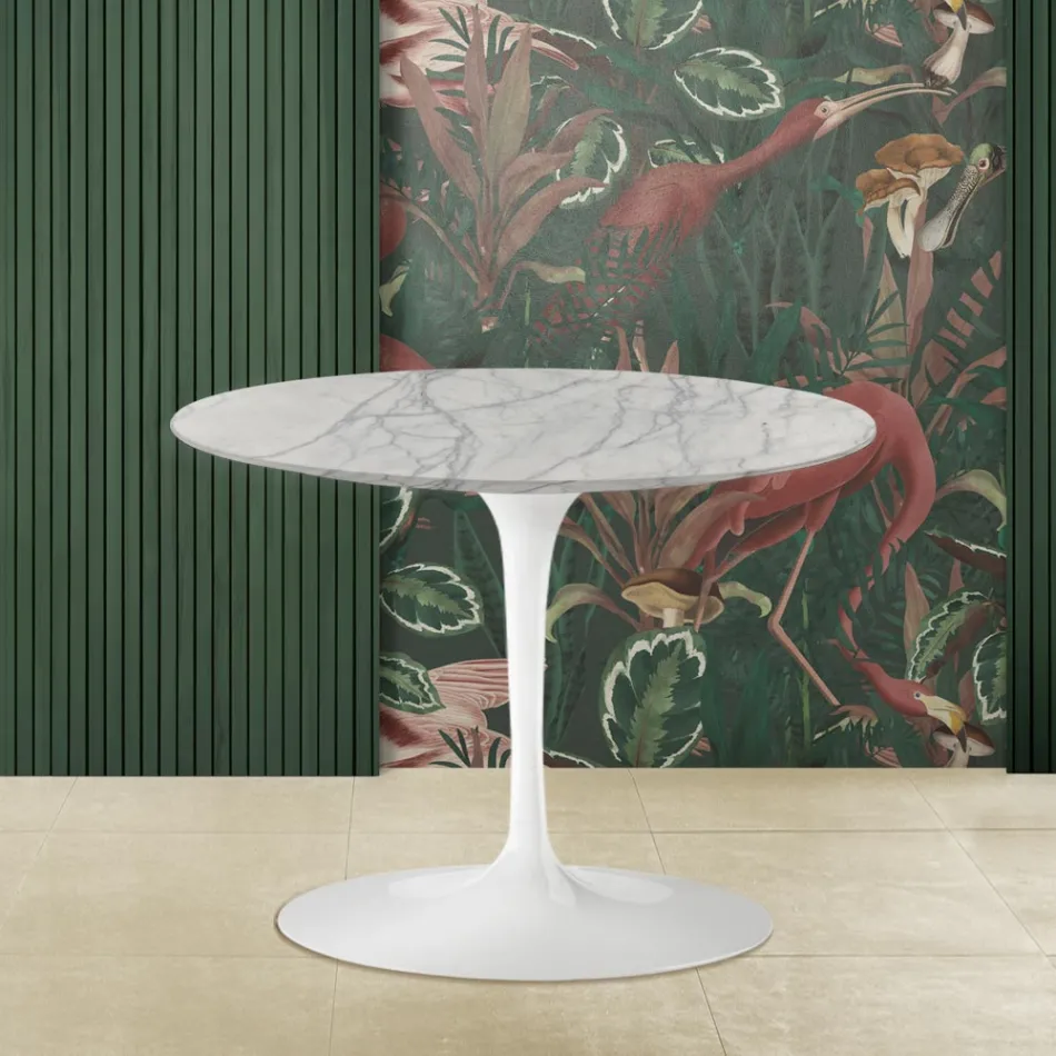 Table basse Eero Saarinen H 41 en marbre Statuarietto Carrara Made in Italy Viadurini