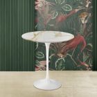 Table basse ronde Eero Saarinen H 52 en marbre Calacatta doré Made in Italy - Scarlet Viadurini