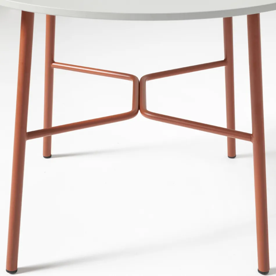 Table basse d'extérieur ronde en HPL avec base en métal Made in Italy - Makino Viadurini