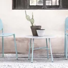 Table basse d'extérieur ronde en HPL avec base en métal Made in Italy - Makino Viadurini