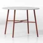 Table basse d'extérieur ronde en HPL avec base en métal Made in Italy - Makino Viadurini