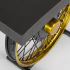 Table basse artisanale et industrielle en acier et bois de manguier - Corvino Viadurini