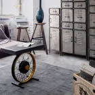 Table basse artisanale et industrielle en acier et bois de manguier - Corvino Viadurini