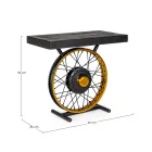 Table basse artisanale et industrielle en acier et bois de manguier - Corvino Viadurini