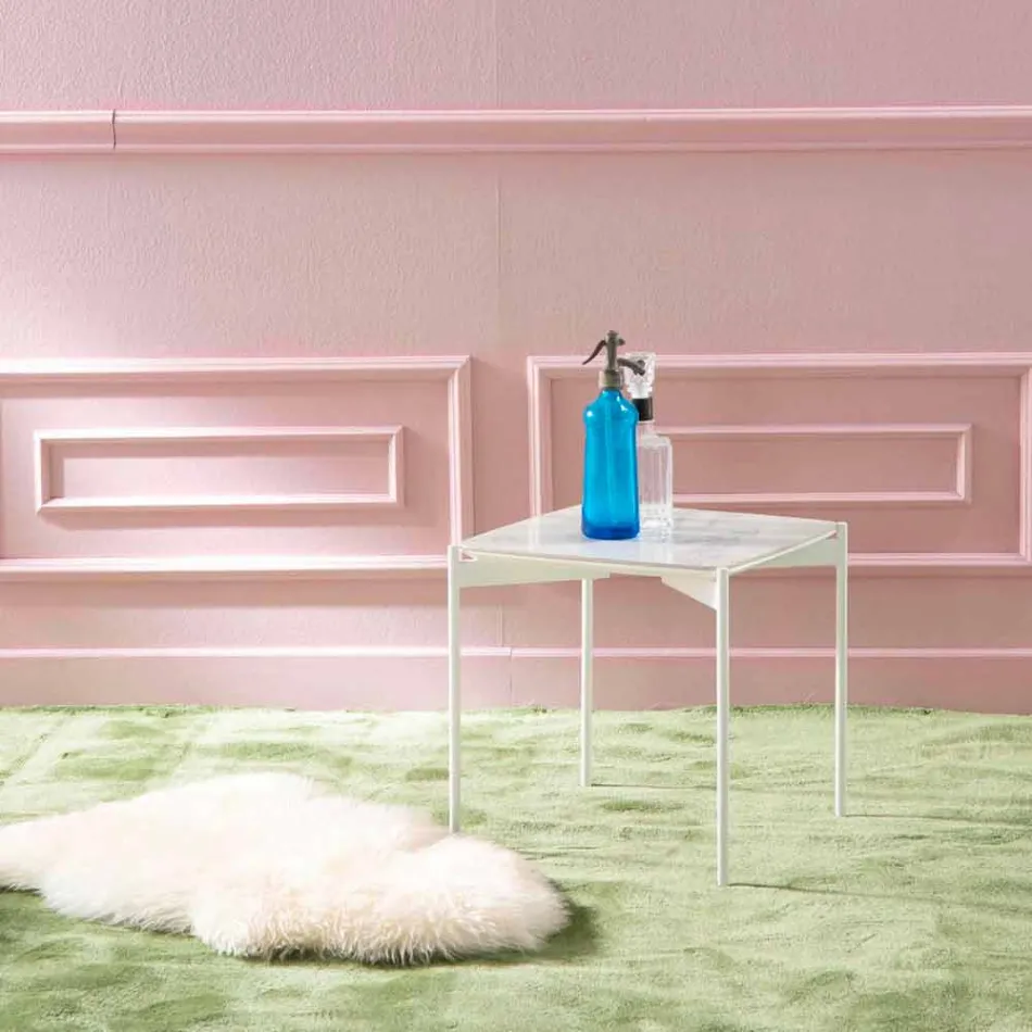 Table basse carrée en céramique et métal au design moderne - Porc-épic Viadurini