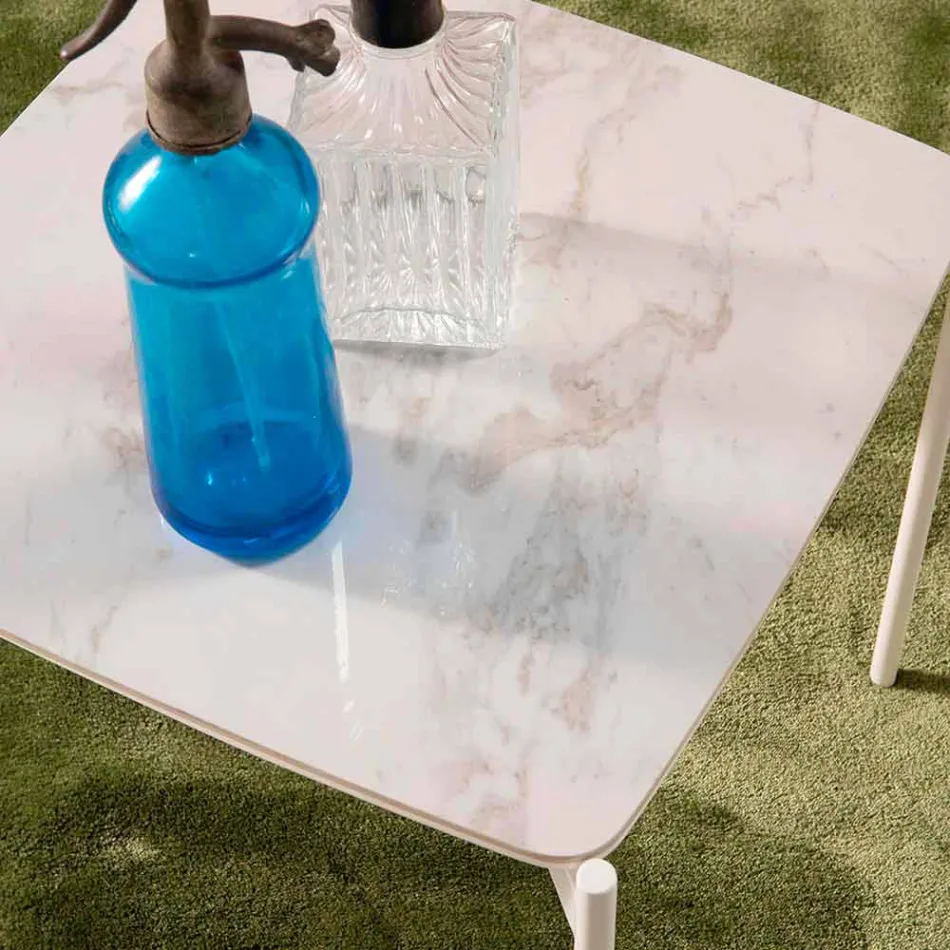 Table basse carrée en céramique et métal au design moderne - Porc-épic Viadurini