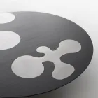 Table basse en mélèze laqué noir avec incrustations en acier inoxydable satiné - Vergine Viadurini