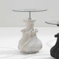 Table basse en bois massif et cristal blanc, diamètre 60cm, Margo