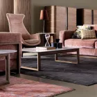 Table basse design en bois massif et plateau en marbre Grilli York Viadurini