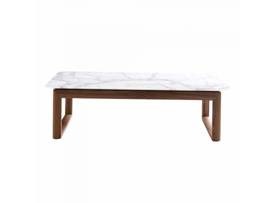 Table basse en marbre et bois de design Grilli York fabriquée en Italie Viadurini