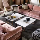 Table basse design en bois massif et plateau en marbre Grilli York Viadurini