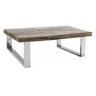 Table basse en bois recyclé et pieds en verre en acier Homemotion - Gnomea Viadurini