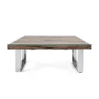 Table basse en bois recyclé et pieds en verre en acier Homemotion - Gnomea Viadurini