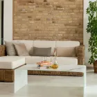 Table basse en verre trempé incurvé de 10 mm avec effet marbre - Aiello Viadurini