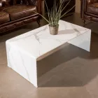 Table basse en verre trempé incurvé de 10 mm avec effet marbre - Aiello Viadurini
