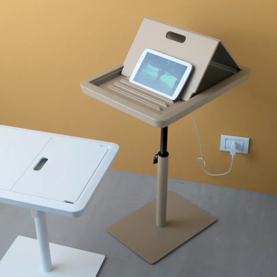 Canapé Table d'Appoint Métal et PVC Hauteur Réglable pour Tablette - Tekniko Viadurini