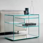 Table basse d'appoint ou table de chevet avec base miroir en verre extra-clair - Linzy Viadurini