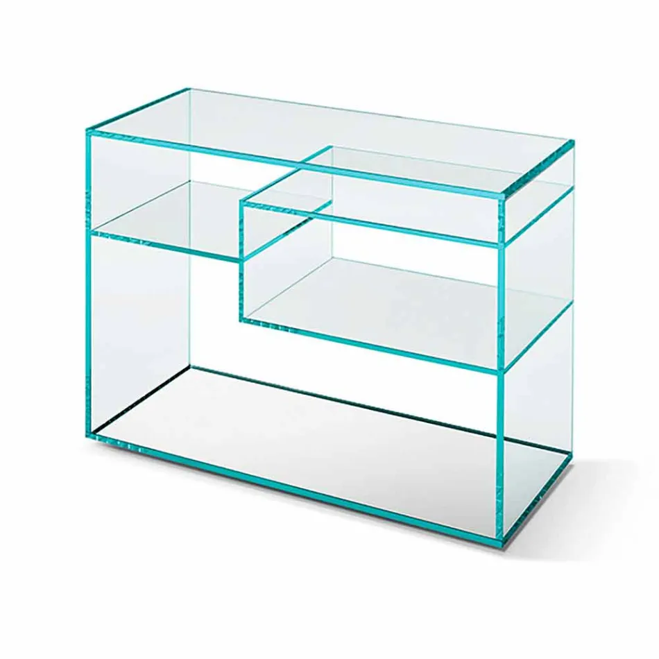 Table basse d'appoint ou table de chevet avec base miroir en verre extra-clair - Linzy Viadurini