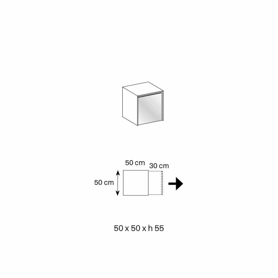 Table d'appoint de canapé ou table de chevet en verre fumé avec tiroir en bois - Mantra Viadurini