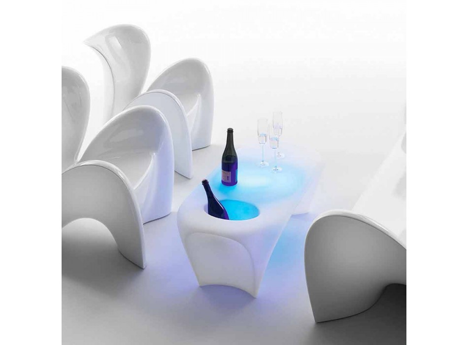 Table basse lumineuse avec bouteille de vin mousseux, design extérieur ou intérieur - Lily par Myyour Viadurini