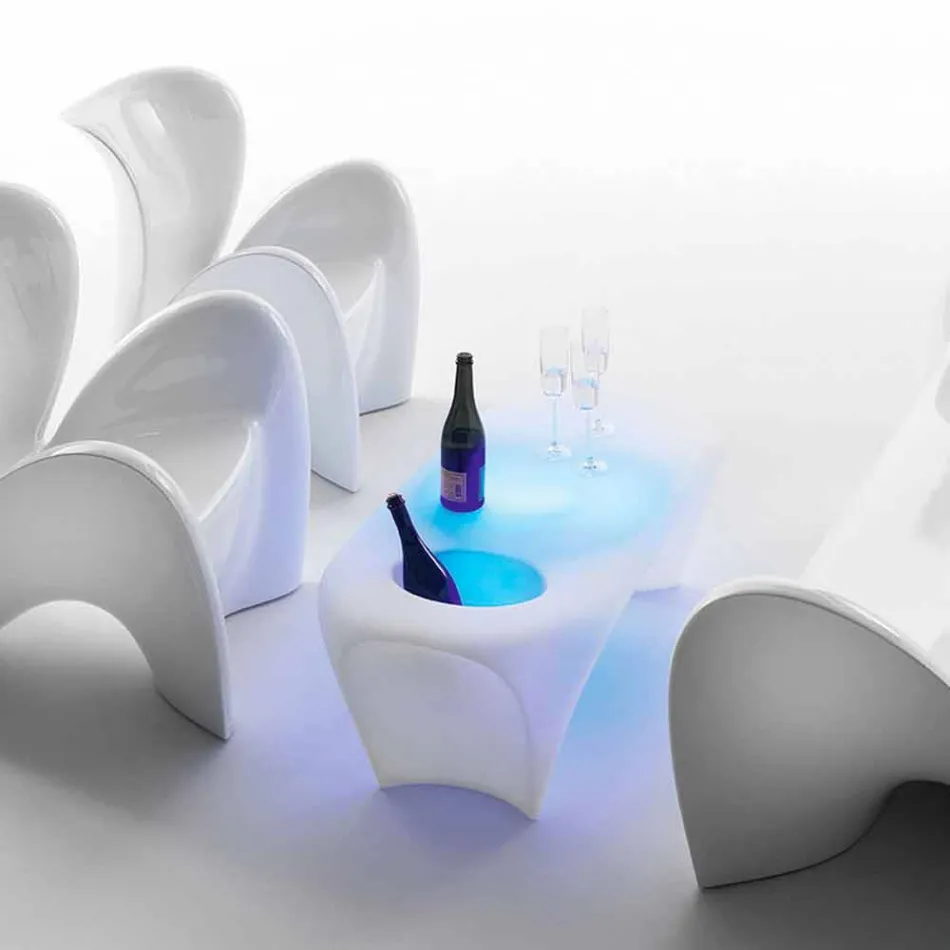 Table basse lumineuse avec bouteille de vin mousseux, design extérieur ou intérieur - Lily par Myyour Viadurini
