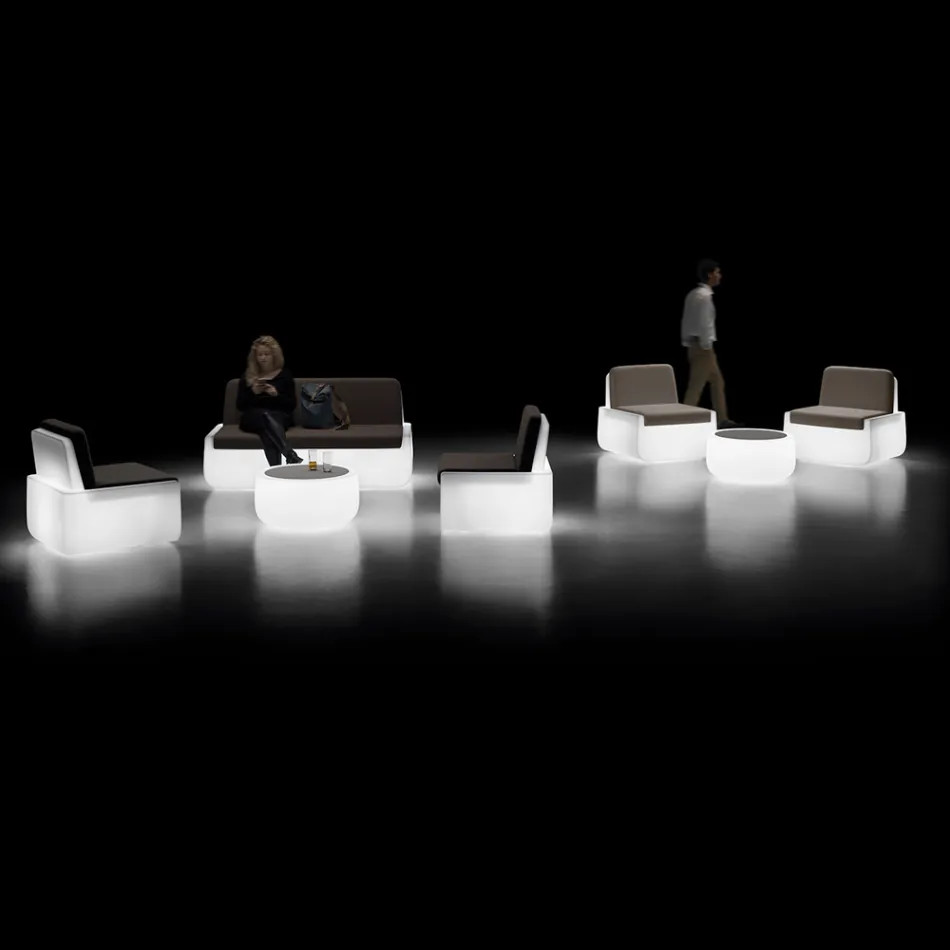 Table basse lumineuse d'extérieur avec lumière LED et plateau en Hpl fabriquée en Italie - Belida Viadurini