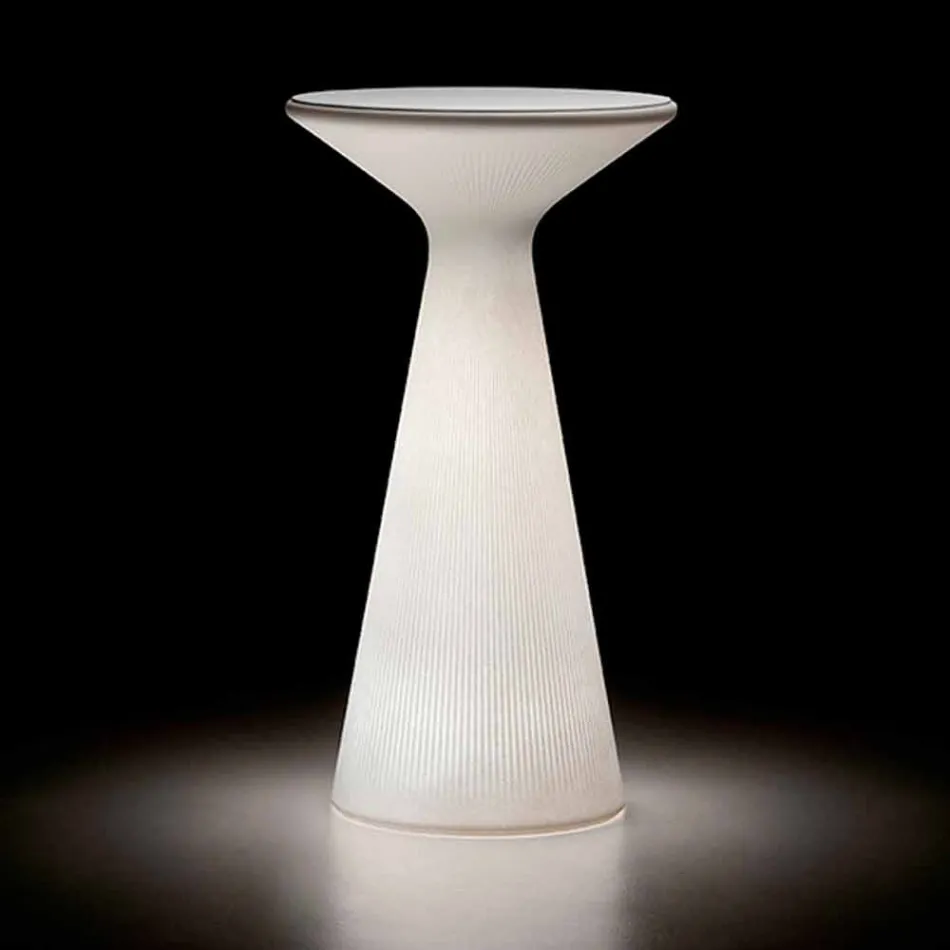 Table basse d'extérieur lumineuse avec plateau rond en HPL fabriquée en Italie - Desmond Viadurini