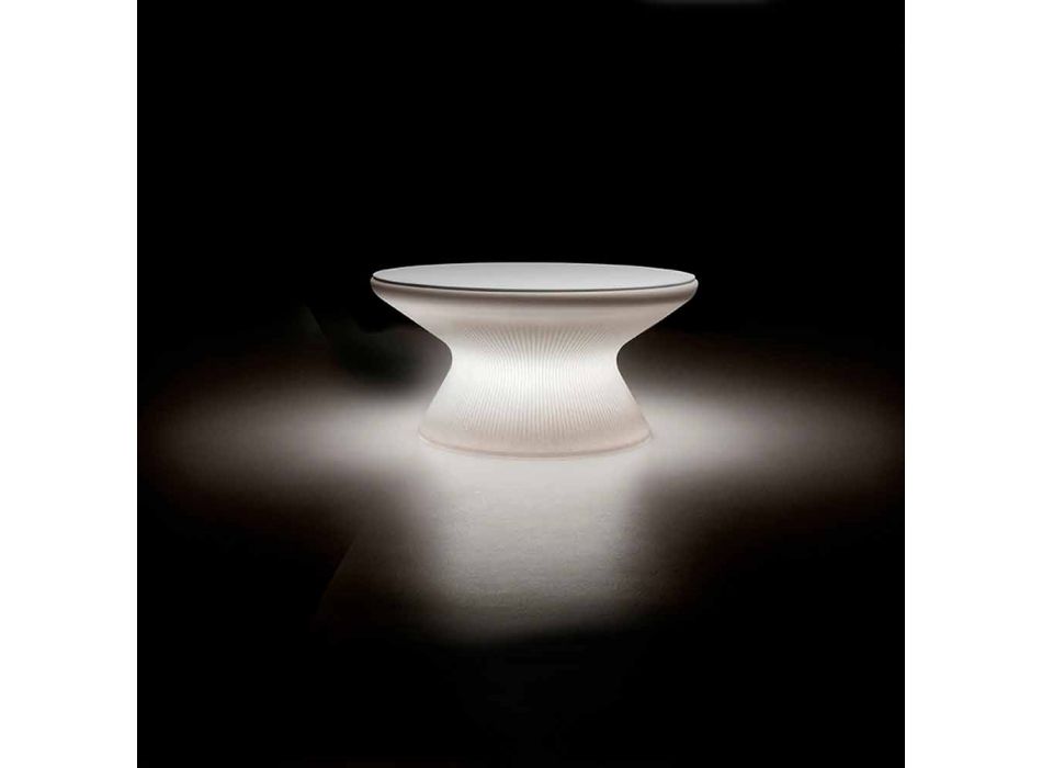 Table basse d'extérieur lumineuse en polyéthylène et HPL blanc Made in Italy - Desmond Viadurini