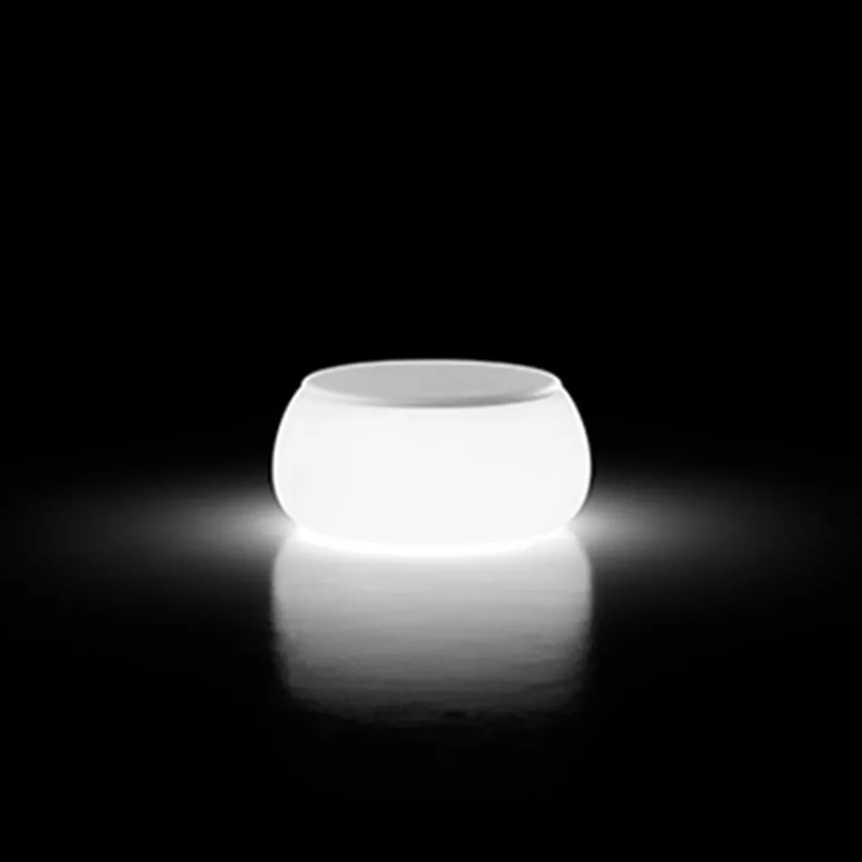 Table basse de jardin ronde lumineuse en polyéthylène Made in Italy - Tibaldo Viadurini