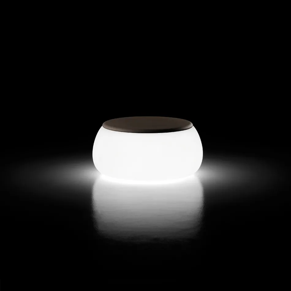 Table basse de jardin ronde lumineuse en polyéthylène Made in Italy - Tibaldo Viadurini