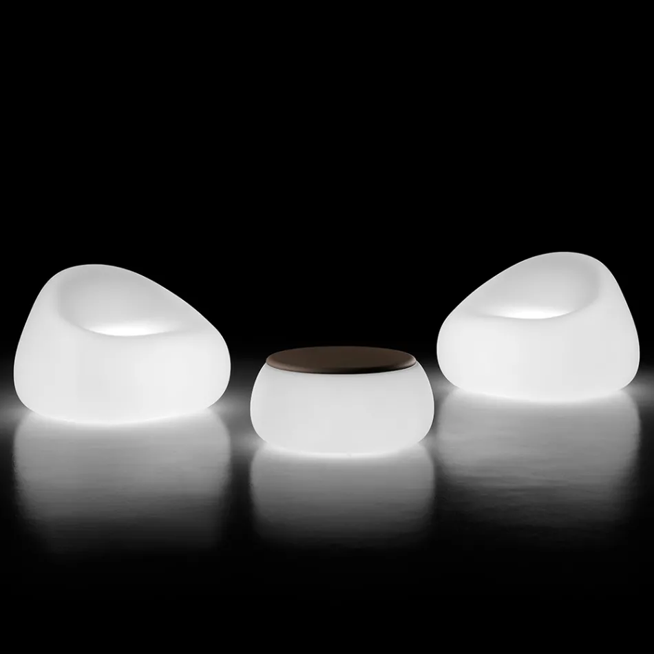 Table basse de jardin ronde lumineuse en polyéthylène Made in Italy - Tibaldo Viadurini