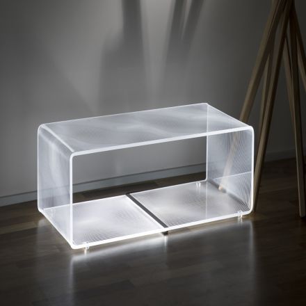 Table basse lumineuse à led acrylique transparente, décor gravé au laser - Robiola Viadurini
