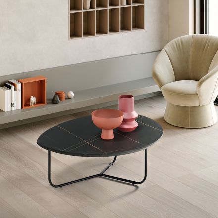 Relia - Table basse moderne en MDF et métal peint, disponible en différentes finitions Viadurini