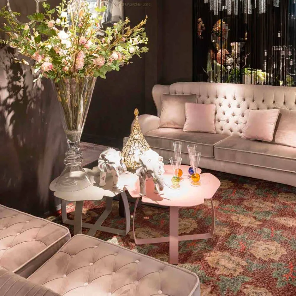 forme de table laser de fleurs coupées de café en métal contemporain Andy Viadurini