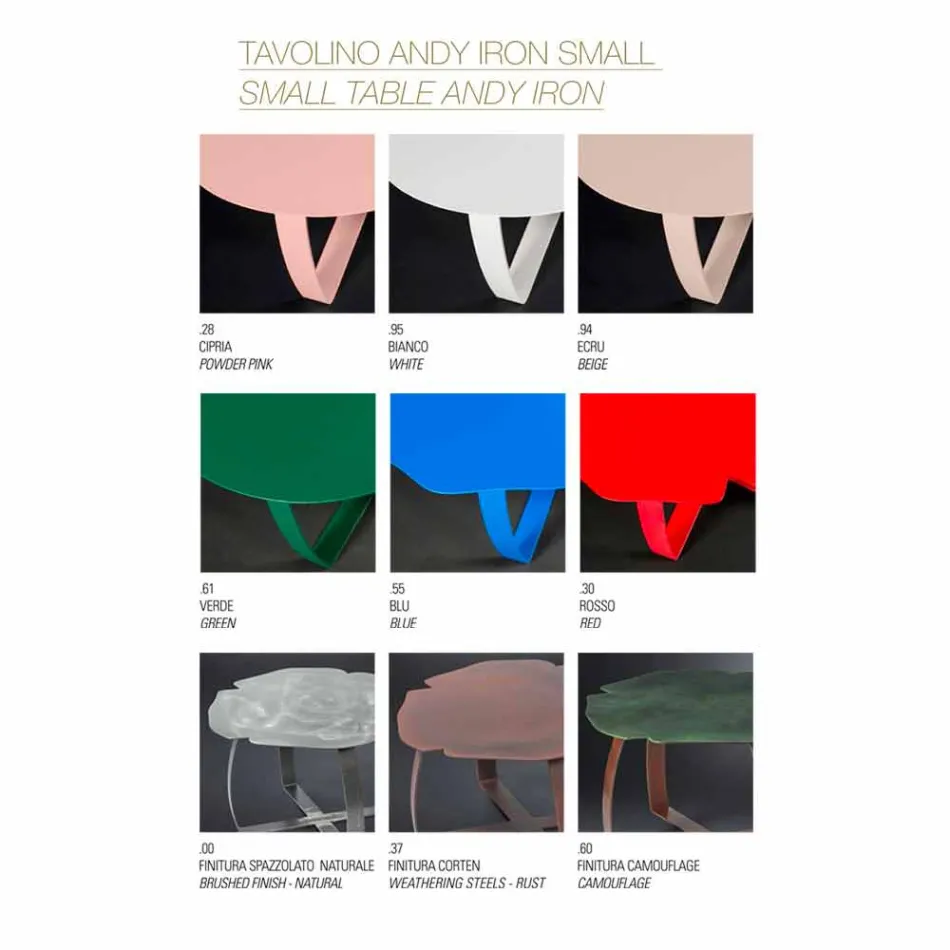 forme de table laser de fleurs coupées de café en métal contemporain Andy Viadurini