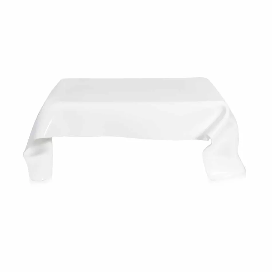 Table moderne drapée en plexi blanc Asie, fabriqué en Italie Viadurini