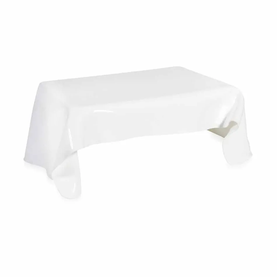 Table moderne drapée en plexi blanc Asie, fabriqué en Italie Viadurini