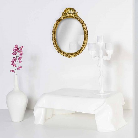 Table moderne drapée en plexi blanc Asie, fabriqué en Italie Viadurini