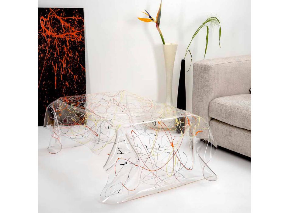 Table moderne en plexiglas multicolore fabriqué en Italie, Asie Viadurini