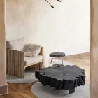 Table basse noire Homemotion en acier et bois d'acacia naturel - Camala Viadurini
