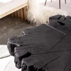 Table basse noire Homemotion en acier et bois d'acacia naturel - Camala Viadurini