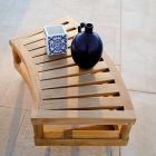Table basse d'extérieur en bois de teck avec roues Made in Italy - Liberato Viadurini