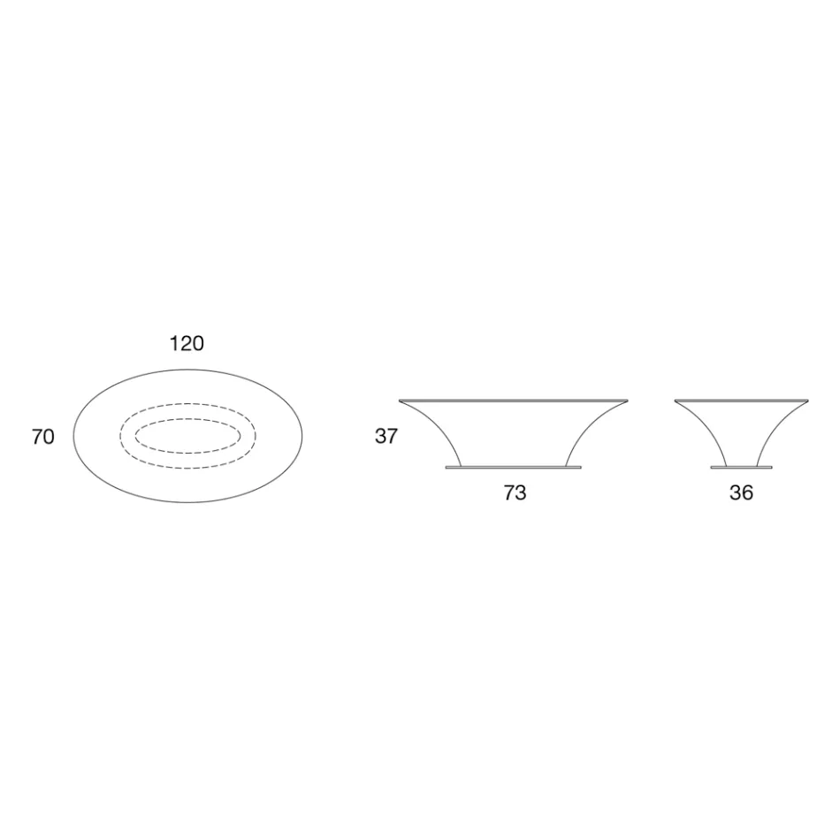 Table Basse Ovale Boat Design Métal et Verre Dépoli - Embarquement Viadurini